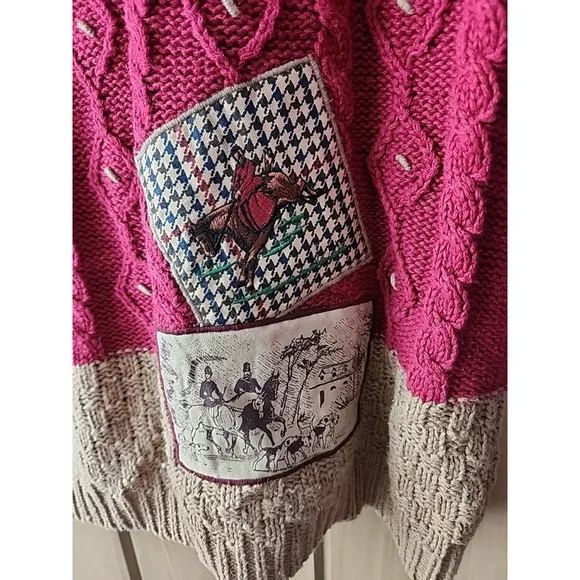 Vtg. Sharon Young Sportswear Granny Vest Womens Small Fox Hunt, EUC - Picture 5 of 7